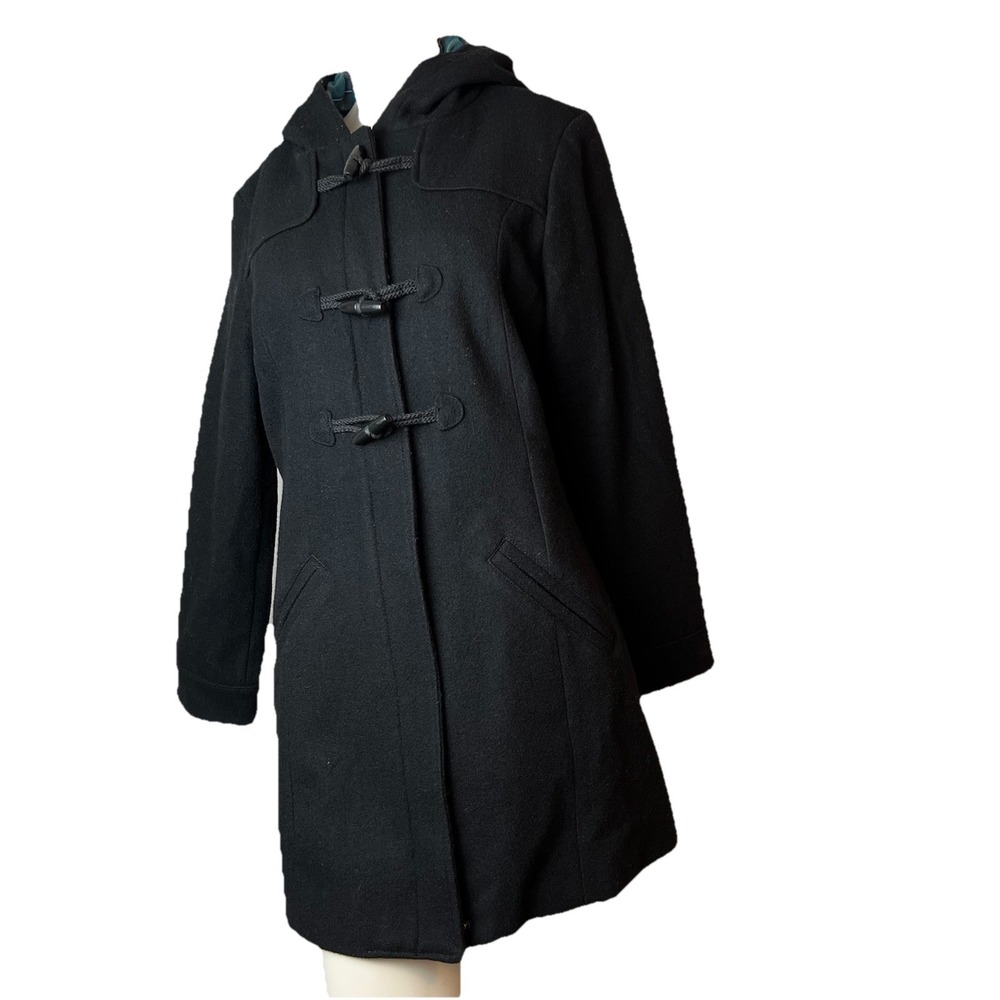 Adidas Neo Wool Black Full Zip Hooded Coat Jacket Women's Large